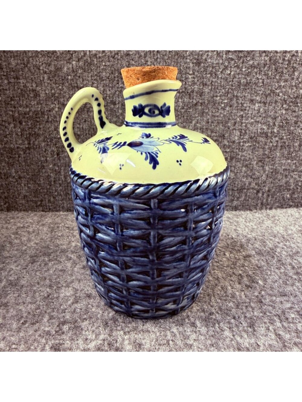 Vintage hand-painted Blue Delft ceramic bottle